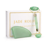 Natural Quartz Roller Slimming Face Massager Lifting Tool Jade Facial Massage Roller Stone Skin Massage Beauty Care Set Box