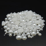 New 2018 Mixed size(2-12MM) Fashion 1000pcs/pack Ivory/White Half Round DIY Resin Flatback Nail Art Pearl For Nail Decoration