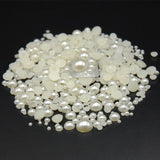 New 2018 Mixed size(2-12MM) Fashion 1000pcs/pack Ivory/White Half Round DIY Resin Flatback Nail Art Pearl For Nail Decoration