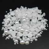 New 2018 Mixed size(2-12MM) Fashion 1000pcs/pack Ivory/White Half Round DIY Resin Flatback Nail Art Pearl For Nail Decoration