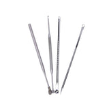 New 4pcs/set Blackhead Pimple Comedone Acne Extractor Remover Tool+Ear Wax Stick Kit Set Wholesale