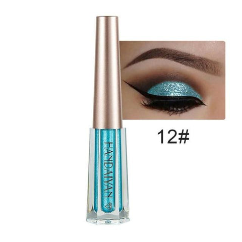 New HANDAIYAN 1PC Fashion Metallic Shiny Smoky Eyes Eyeshadow Waterproof Glitter Liquid Eyeliner Women's Makeup Eyeshadow 10