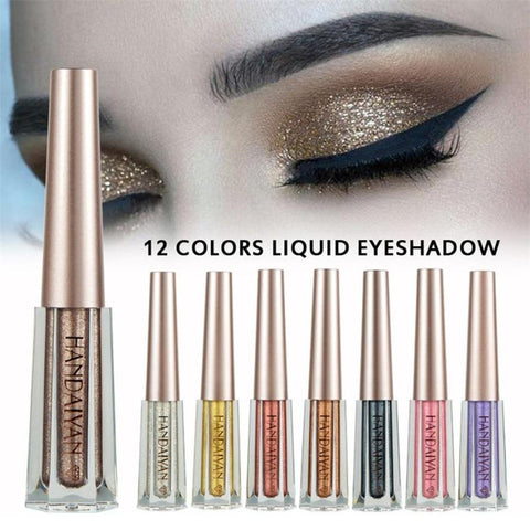 New HANDAIYAN 1PC Fashion Metallic Shiny Smoky Eyes Eyeshadow Waterproof Glitter Liquid Eyeliner Women's Makeup Eyeshadow 10