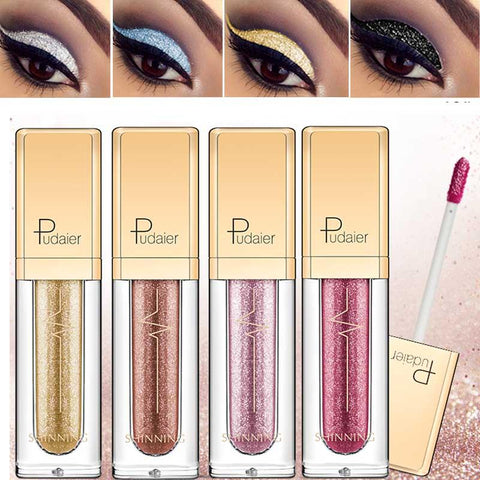 New Make Up Liquid Eyeshadow Waterproof Glitter Pigments Purple Gold Metalic Women Beauty Gel Eye Shadow Cream 18 Colors Makeup