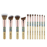 New Makeup Brushes 12PCS Set Bamboo Make Up Brush Soft Synthetic Collection Kit with Powder Contour Eyeshadow Eyebrow Brushes