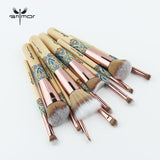 New Makeup Brushes 12PCS Set Bamboo Make Up Brush Soft Synthetic Collection Kit with Powder Contour Eyeshadow Eyebrow Brushes