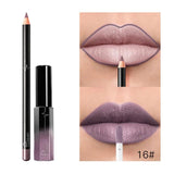 New Pudaier 1pc Long Lasting Liquid Lipstick+1PC Lip Liner Makeup Set Waterproof Matte Lip Liner Lips Gloss Set Lipsticks 33