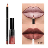 New Pudaier 1pc Long Lasting Liquid Lipstick+1PC Lip Liner Makeup Set Waterproof Matte Lip Liner Lips Gloss Set Lipsticks 33