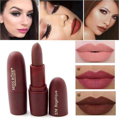 New Sexy Red Lips Matte Velvet Lipstick Pencil Cosmetic Long Lasting Lip Tint Pigment Makeup Nude Brown Lipstick Matte Lip stick