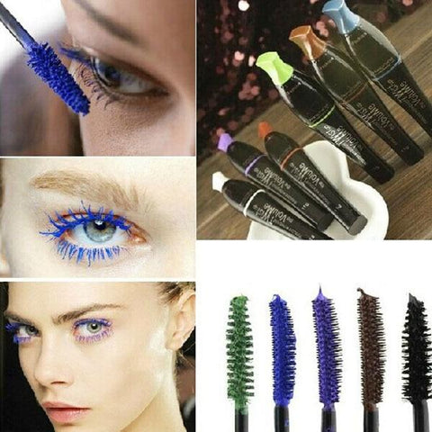 Newest Waterproof Blue Purple Black Brown Mascara Long Fiber Curl Eyelash Extension