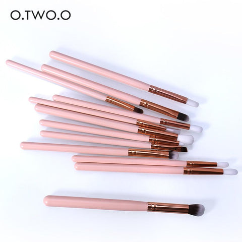 O.TWO.O 12PCS/SET Makeup Eye Brushes Set Wood Handle Eyeshadow Eyebrow Eyeliner Blending Powder Smudge Brush Kit