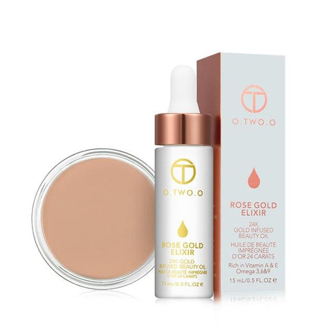 O.TWO.O 2pcs/set Make Up set Concealer Cream Primer+Make Up Oil 24k Rose Gold Elixir Skin For Face Essential Oil