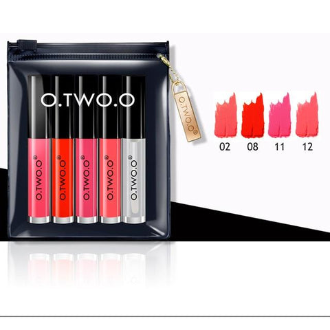 O.TWO.O 5PCS Lip Gloss Set Velvet Liquid Lipstick Professional Makeup Matte Lipstick Lip Kit Long Lasting Cosmetics Maquiagem