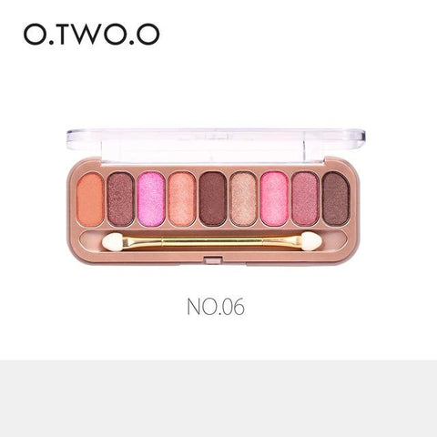 O.TWO.O 9 Colors Palette Eyeshadow With Brush Make Up Eye Shadow Matte Makeup Long Lasting Shimmer Glamorous Smokey Eye Shadow