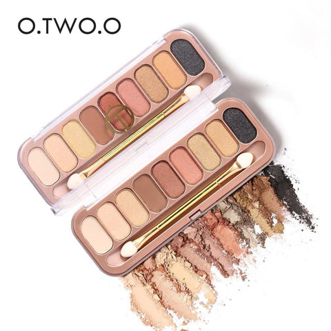 O.TWO.O 9 Colors Palette Eyeshadow With Brush Make Up Eye Shadow Matte Makeup Long Lasting Shimmer Glamorous Smokey Eye Shadow