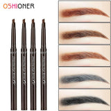 OSHIONER 1PC Long Lasting Paint Eyebrow Pencil with Brow Brush Waterproof Black Brown Automatic Eyebrow Tint Makeup Tool