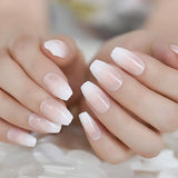 Ombre French Ballerina Fake Nail Gradeint Natural Coffin False Nails Wholesale Nails Supplier 24