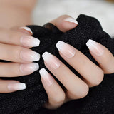 Ombre French Ballerina Fake Nail Gradeint Natural Coffin False Nails Wholesale Nails Supplier 24