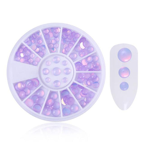 Opal Nail Rhinestones Flat Bottom 3D Nail Decorations Multi-size Colorful 3D Decoration in Wheel DIY Nail Art UV Gel Polish