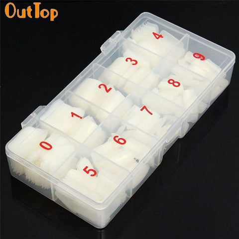 OutTop ColorWomen 500pcs/Box Artificial Nail Tip Natural Color Full Cover French False Acrylic Nail Art Tips 160715 F30