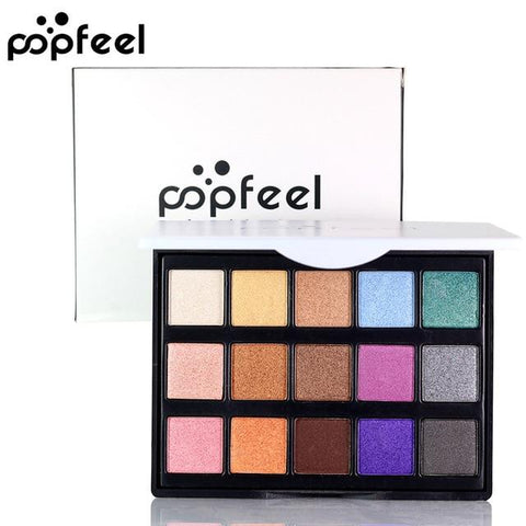 POPFEEL 15 Colors Nude Eyeshadow Palette Professional Brand Eye Makeup Smokey Eye Shadow Kit Shimmer Natural Eye Shadow Palette