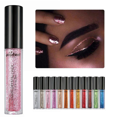 POPFEEL Long Lasting Waterproof Liquid Glitter Eyeliner Pencils White Gold Color Shining Shimmer Brand Eye Liner Makeup Pen