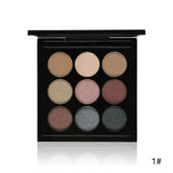 Party Queen 9 Colors Artist Eyeshadow Palette Earth Color Shimmer Matte Nude Eye Shadow Pigments Glitter Eyeshadow Smoky Makeup