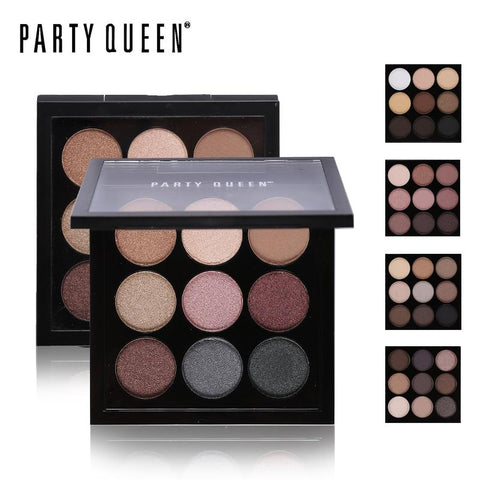 Party Queen 9 Colors Artist Eyeshadow Palette Earth Color Shimmer Matte Nude Eye Shadow Pigments Glitter Eyeshadow Smoky Makeup