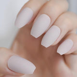 Pink Nude White French Ballerina Coffin False Nails Gradient natural Manicure Press on Fake Nails Tips Daily Office Finger Wear