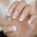 Pink Nude White French Ballerina Coffin False Nails Gradient natural Manicure Press on Fake Nails Tips Daily Office Finger Wear