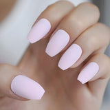 Pink Nude White French Ballerina Coffin False Nails Gradient natural Manicure Press on Fake Nails Tips Daily Office Finger Wear