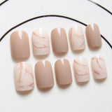 Pink Nude White French Fake Nails Squoval Square UV Gel False Press on Nails for Girl Full Cover Wear Finger Nail Art Tips