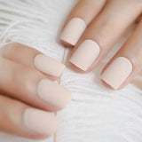 Pink Nude White French Fake Nails Squoval Square UV Gel False Press on Nails for Girl Full Cover Wear Finger Nail Art Tips