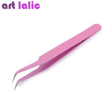 Pink Stainless Steel Tweezers Straight / Curved Nail Art Pick Up Tools Eyelash Extension Tweezer Nippers Pointed Nipper Clip