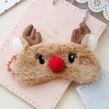 Plush Animal Eye Cover Sleeping Mask Eyepatch Bandage Blindfold Christmas Deer Winter Cartoon Nap Eye Shade Plush Sleeping Mask