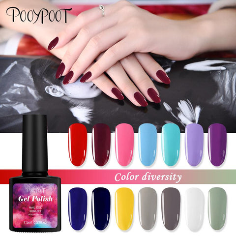 Pooypoot Nail Art Gel Nail Polish Gorgeous Candy Colors Hybrid Gel Varnishes Soak-off UV LED Gel Varnishes Lacquer Nails Primer