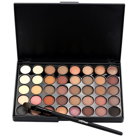 Popfeel Brand 40 Colors Mini Eye Shadow Plate Cosmetic Matte Eyeshadow Cream Makeup Palette Shimmer +Brush Set paleta de sombra