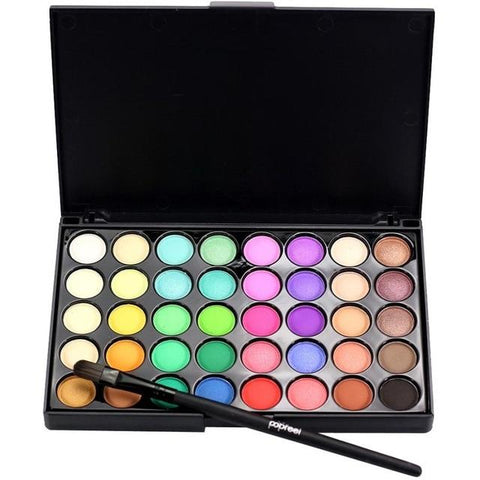 Popfeel Brand 40 Colors Mini Eye Shadow Plate Cosmetic Matte Eyeshadow Cream Makeup Palette Shimmer +Brush Set paleta de sombra