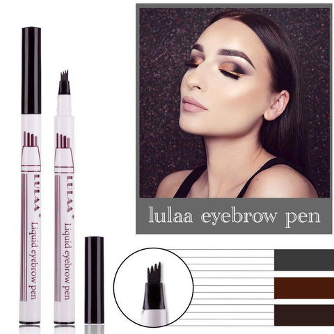 Portable 4 Fork Tip Head Eyebrow Pencil Waterproof Long-lasting Natural Brows Cream