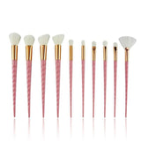 Professional 10PCS Spiral White Handle Makeup Brushes White Powder Foundation Blush Face Shading Cosmetic Eyebrow Brush Makeup