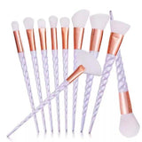 Professional 10PCS Spiral White Handle Makeup Brushes White Powder Foundation Blush Face Shading Cosmetic Eyebrow Brush Makeup