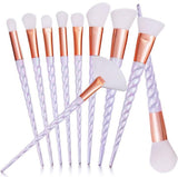 Professional 10PCS Spiral White Handle Makeup Brushes White Powder Foundation Blush Face Shading Cosmetic Eyebrow Brush Makeup