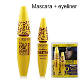 Professional 2 in 1 Eye Makeup Set Eye liner with Leopard Colossal Mascara Black Liquid Eyeliner Waterproof Curling mascara Tool