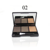 Professional 3 Color Eyebrow Powder Palette Waterproof Shade For Eyebrows Enhancer Cosmetic Brush Mirror Box Makeup Tools Set
