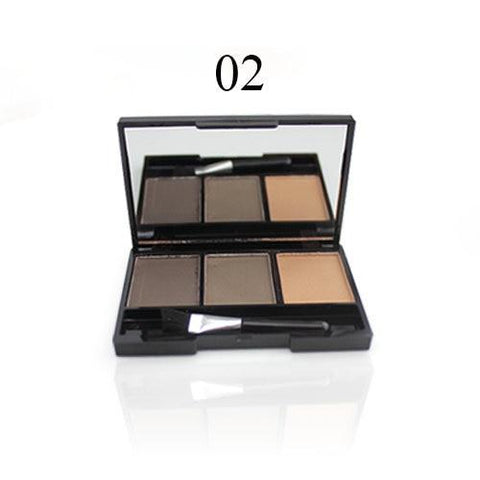 Professional 3 Color Eyebrow Powder Palette Waterproof Shade For Eyebrows Enhancer Cosmetic Brush Mirror Box Makeup Tools Set