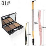 Professional 3 Color Eyebrow Powder Palette Waterproof Shade For Eyebrows Enhancer Cosmetic Brush Mirror Box Makeup Tools Set