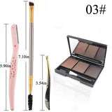 Professional 3 Color Eyebrow Powder Palette Waterproof Shade For Eyebrows Enhancer Cosmetic Brush Mirror Box Makeup Tools Set