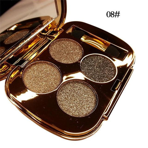 Professional Eye Makeup 4 Colors Eyeshadow Palette Gold Smoky Cosmetics Makeup Palette Diamond Bright Glitter Eye Shadow