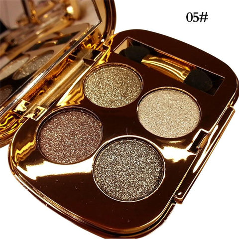 Professional Eye Makeup 4 Colors Eyeshadow Palette Gold Smoky Cosmetics Makeup Palette Diamond Bright Glitter Eye Shadow