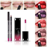 Pudaier 1pc Matte Liquid Lipstick Cosmetic Lip Kit+ 1 Pc Nude Lip Liner Pencil MakeUp Set Waterproof Long Lasting Lipstick Gfit